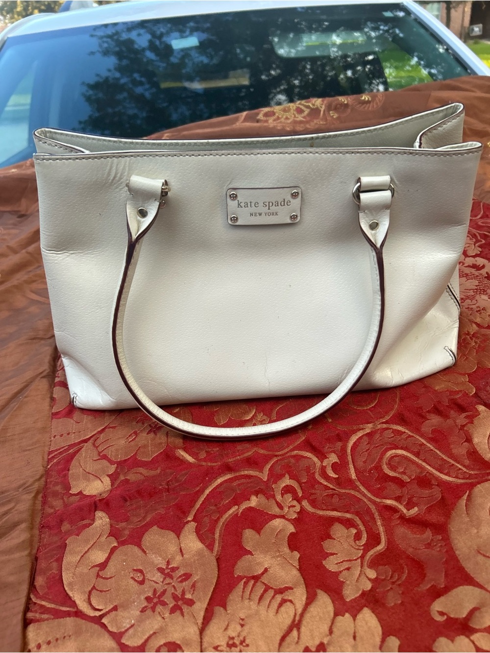 Kate Spade Quinn Medium Tote Bag Wellesley White Cream Shoulder Purse Read